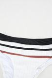 Black White/Black/Blue/Green Striped Print Hollow-out Spaghetti Strap Bikini Swimsuit LC43740-2