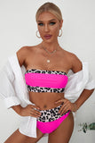 Bikini a fascia due pezzi con stampa ghepardo rosa