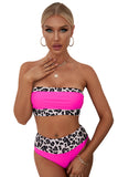 Pink Cheetah Print Two Piece Bandeau Bikini