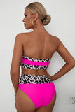 Bikini a fascia due pezzi con stampa ghepardo rosa