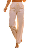 Beige Black/Beige/Pink Elastic Waist Wide Leg Casual Pants LC772855-15