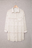 Apricot Blue/Brown/Apricot Vintage Floral Pattern Shirt Mini Dress LC2211081-18
