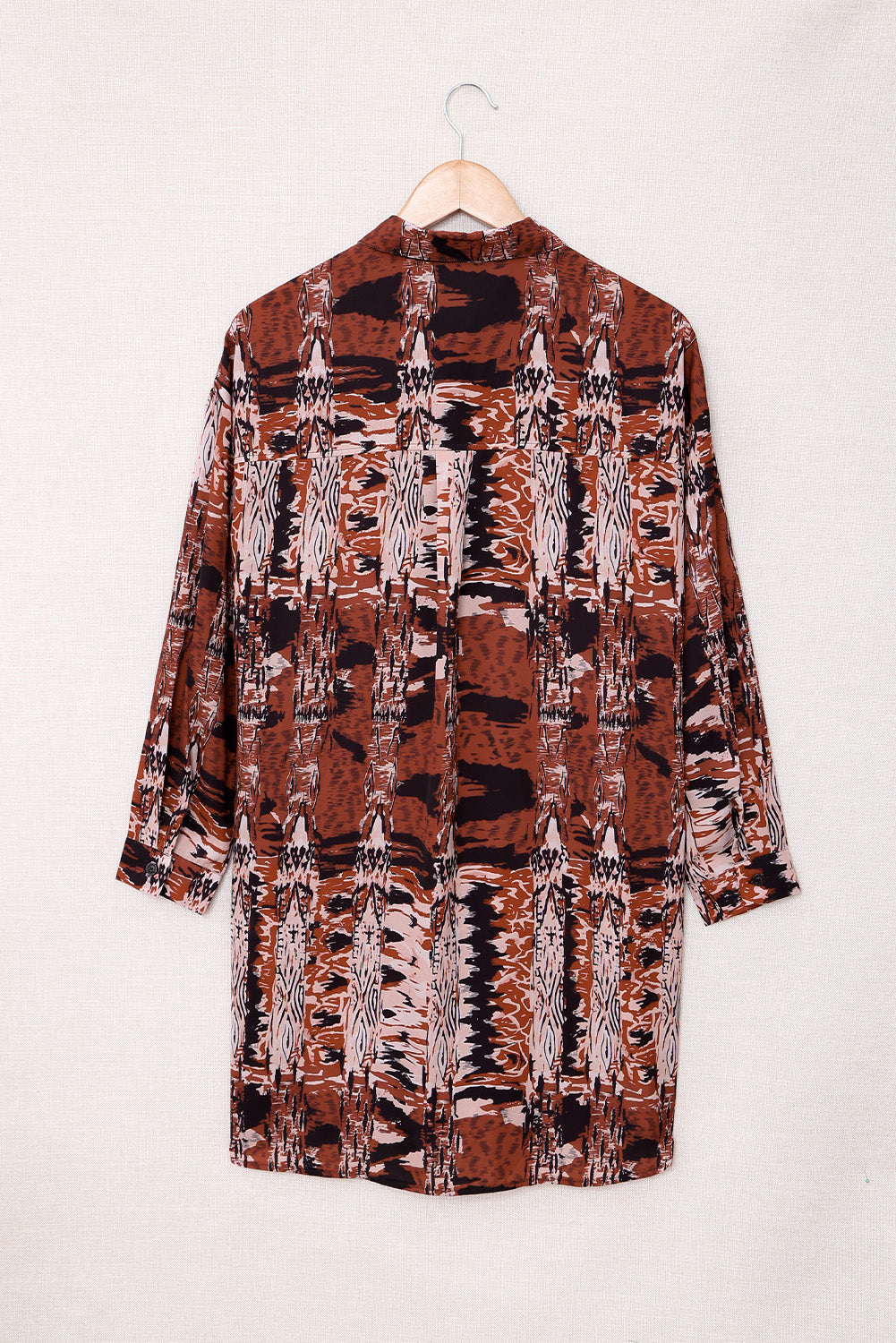 Brown Blue/Brown/Apricot Vintage Floral Pattern Shirt Mini Dress LC2211081-17