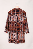 Brown Blue/Brown/Apricot Vintage Floral Pattern Shirt Mini Dress LC2211081-17