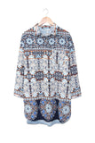 Sky Blue Blue/Brown/Apricot Vintage Floral Pattern Shirt Mini Dress LC2211081-4