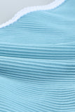 Sky Blue One Shoulder Patchwork High-waisted Bikini Set LC433024-4