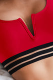 Red Mesh Trim High Waisted Bikini Swimsuit LC433121-3