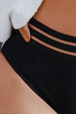 Black Mesh Trim High Waisted Bikini Swimsuit LC433121-2