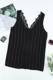 Black White/Black/Sky Blue/Pink Floral Lace Crochet Swiss Dot Tank Top LC2564983-2