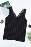 Black White/Black/Sky Blue/Pink Floral Lace Crochet Swiss Dot Tank Top LC2564983-2