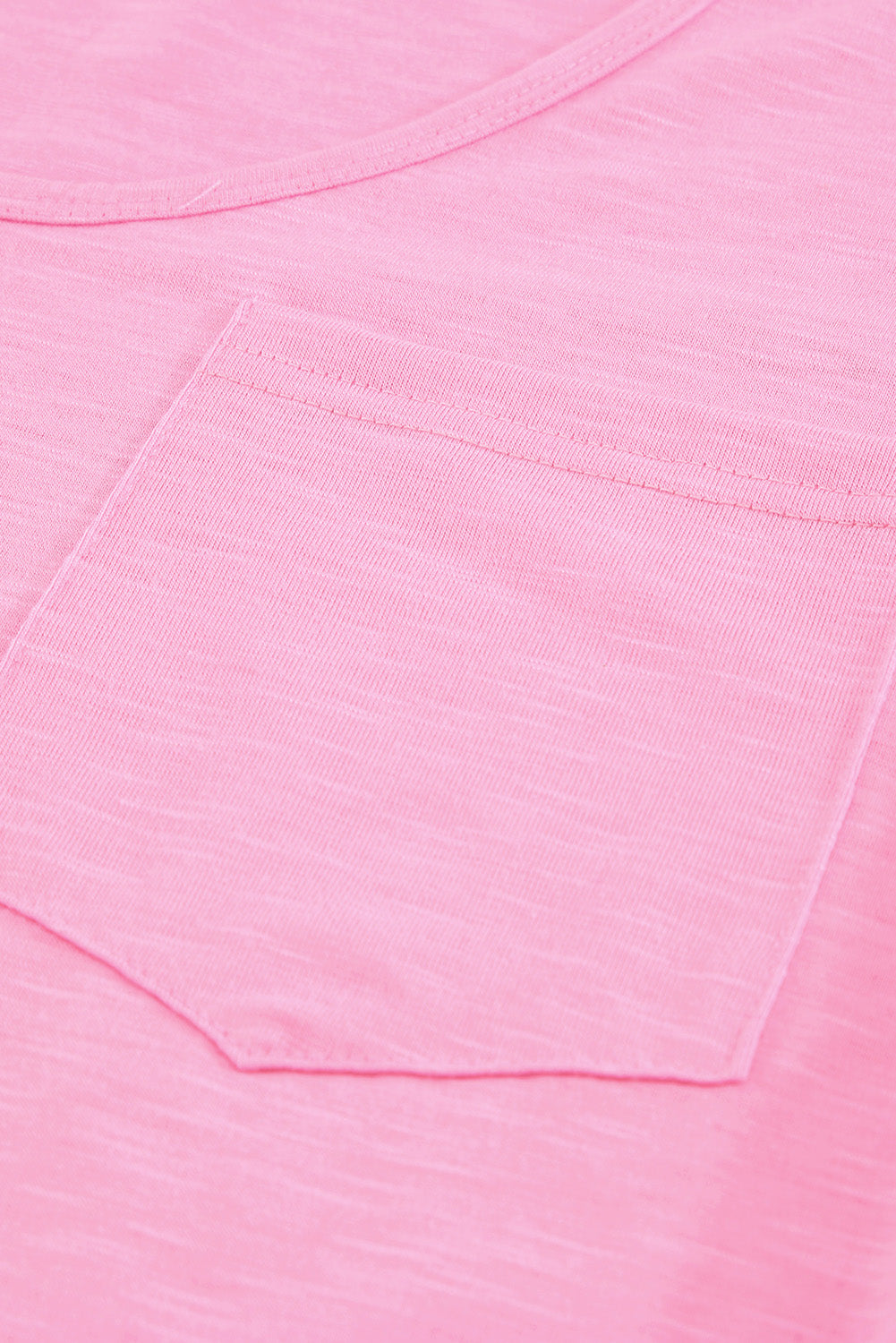 Pink Solid Pocket Front Scoop Neck Short Sleeve T-shirt LC25213432-10