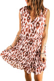 Pink Leopard Print Tiered Ruffled Sleeveless Mini Dress LC2211507-10