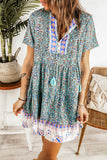 Green Floral Babydoll Tunic Dress LC2210734-9