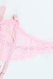 Pink Adjustable Spaghetti Strap Strappy Lace Teddy LC34255-10