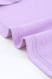 Purple White/Black/Purple/Pink/Khaki Solid Ruffled Short Sleeve T-shirt LC25213433-8