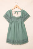 Green White/Black/Blue/Green/Pink Lace Pom Pom Splicing Square Neck Blouse LC25112089-9