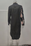 Black Female long sleeve digital printed shirt LC2552081-2