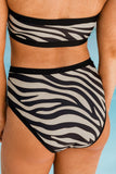 Black Leopard/Zebra Print Sleeveless Halter Neck Bikini Swimwear LC433013-2