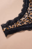 Leopard Leopard Print Lace Splicing V Neck Plus Size Bodysuit LC32503-20