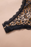 Leopard Leopard Print Lace Splicing V Neck Plus Size Bodysuit LC32503-20