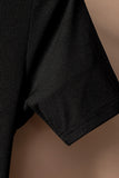 Black Black/Blue/Navy Blue/Gray Tie Front Knit Midi Dress LC618684-2