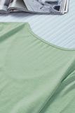 Green Solid Pocket Front Scoop Neck Short Sleeve T-shirt LC25213432-9