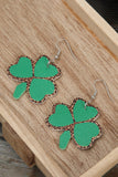 LC013782-9, Green Shamrock Leopard PU Earrings