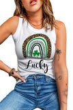 Lucky Clover Arch Stripes Print Ribbed Graphic Tank Top