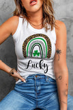 Lucky Clover Arch Stripes Print Ribbed Graphic Tank Top