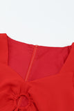 Red Black/Red/Sky Blue/Green Puff Sleeve Midi Dress LC618573-3