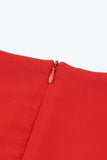 Red Black/Red/Sky Blue/Green Puff Sleeve Midi Dress LC618573-3