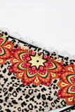 Leopard Tribal Pattern Print Scalloped Lace-up High Waist Bikini Swimsuit LC432437-20