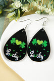 Lucky Clover Heart Print St Patrick's Day Earings
