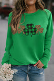 Plaid Leopard Clover Print St. Patrick's Day Graphic Sweatshirt