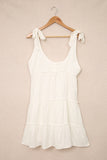 White White/Black/Pink/Beige Lace-up Ruffled Sleeveless Mini Dress LC2210746-1