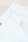 White White Distressed Frayed Denim Shorts LC783905-1