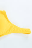 Yellow White/Black/Red/Blue/Yellow/Violet/Green/Pink/Khaki Plain Ribbed Texture Sexy Bikini Set LC44575-7