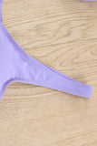 Purple White/Black/Red/Blue/Yellow/Violet/Green/Pink/Khaki Plain Ribbed Texture Sexy Bikini Set LC44575-8