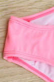 Pink White/Black/Red/Blue/Yellow/Violet/Green/Pink/Khaki Plain Ribbed Texture Sexy Bikini Set LC44575-10