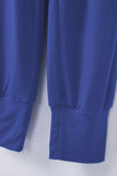 Blue Black/Sky Blue/Blue/Green/Gray Button U Neck Drawstring High Waist Jumpsuit LC643586-5