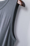 Gray Black/Sky Blue/Blue/Green/Gray Button U Neck Drawstring High Waist Jumpsuit LC643586-11