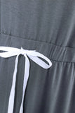 Gray Black/Sky Blue/Blue/Green/Gray Button U Neck Drawstring High Waist Jumpsuit LC643586-11