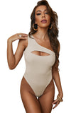 Apricot Black/Apricot Ribbed Cut-out One Shoulder Bodysuit LC32879-18