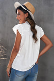 White White/Yellow Floral Embroidered Flutter Sleeve Top LC25112022-1