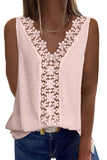 Pink White/Black/Sky Blue/Pink Floral Lace Crochet Swiss Dot Tank Top LC2564983-10