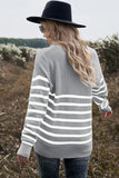 Gray Black/Gray/Beige Striped Zipper Knit Sweater LC2721683-11