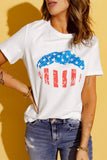 T-shirt con grafica labbra bandiera americana