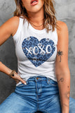 White XOXO Leopard Floral Heart Print Skinny Tank Top LC2565644-1