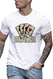 White Poker Cards DEALER Graphic Print Men's T-shirt MC2521183-1