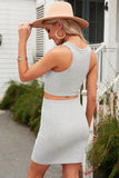 Gray Twist Knot Cut-out Sleeveless Mini Dress LC2211498-11